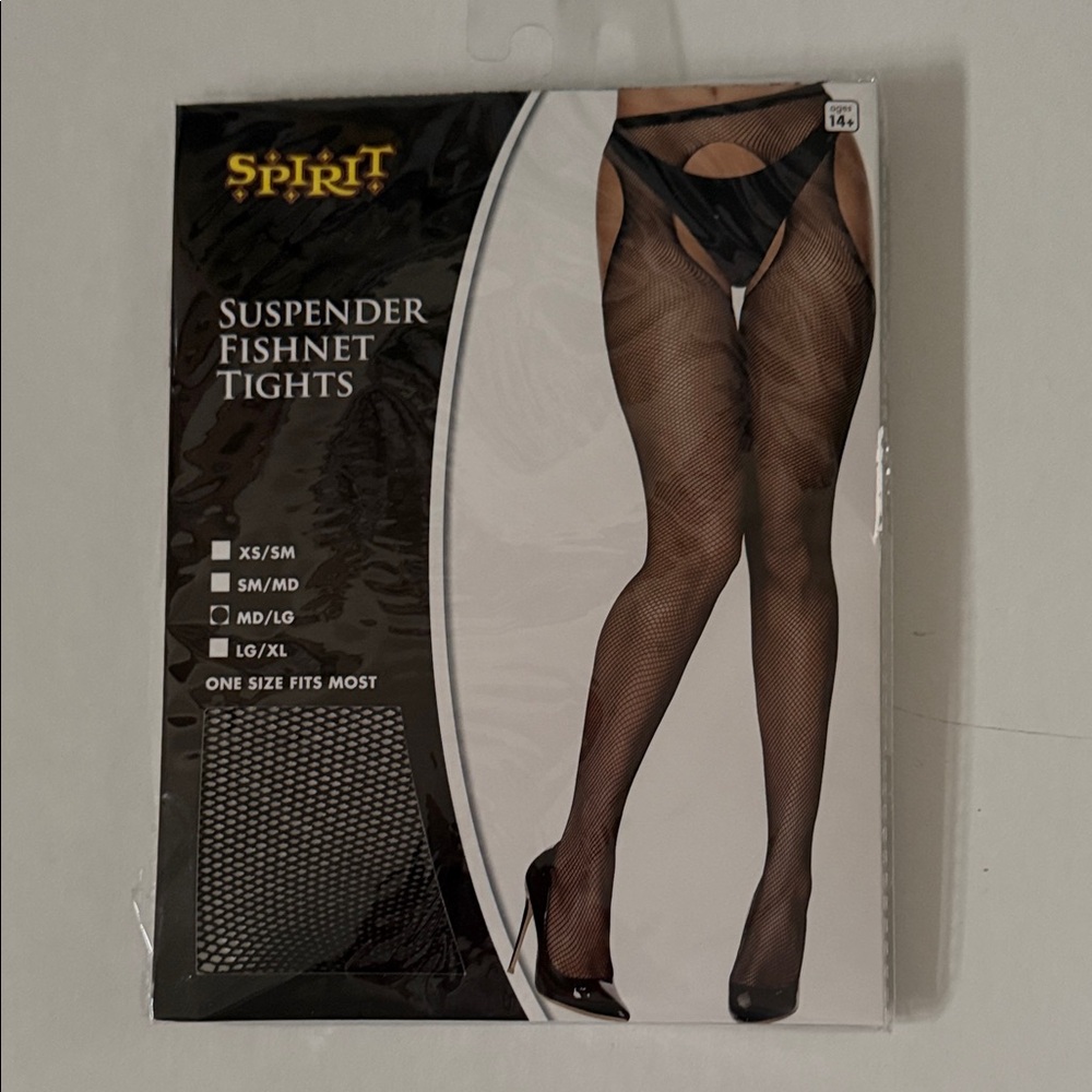 Spirit Black Suspender Fishnet Tights